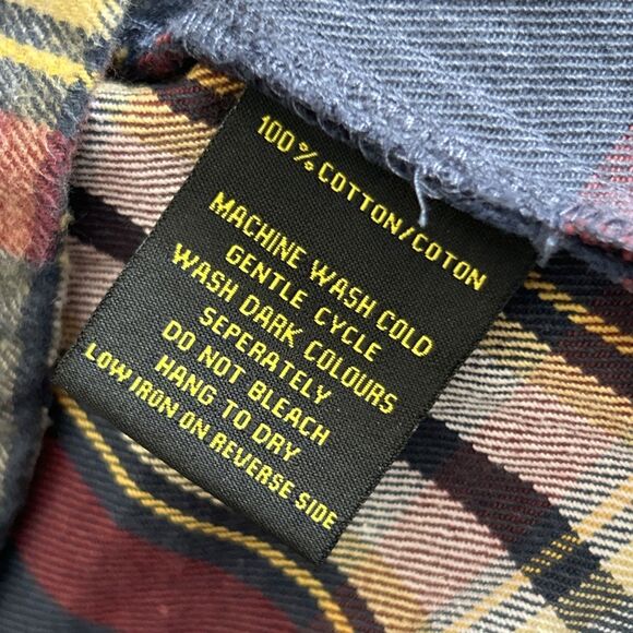Taxi Shirt Womens XL Plaid Flannel Navy Maroon Button Front Pockets Heavyweight - Picture 6 of 9